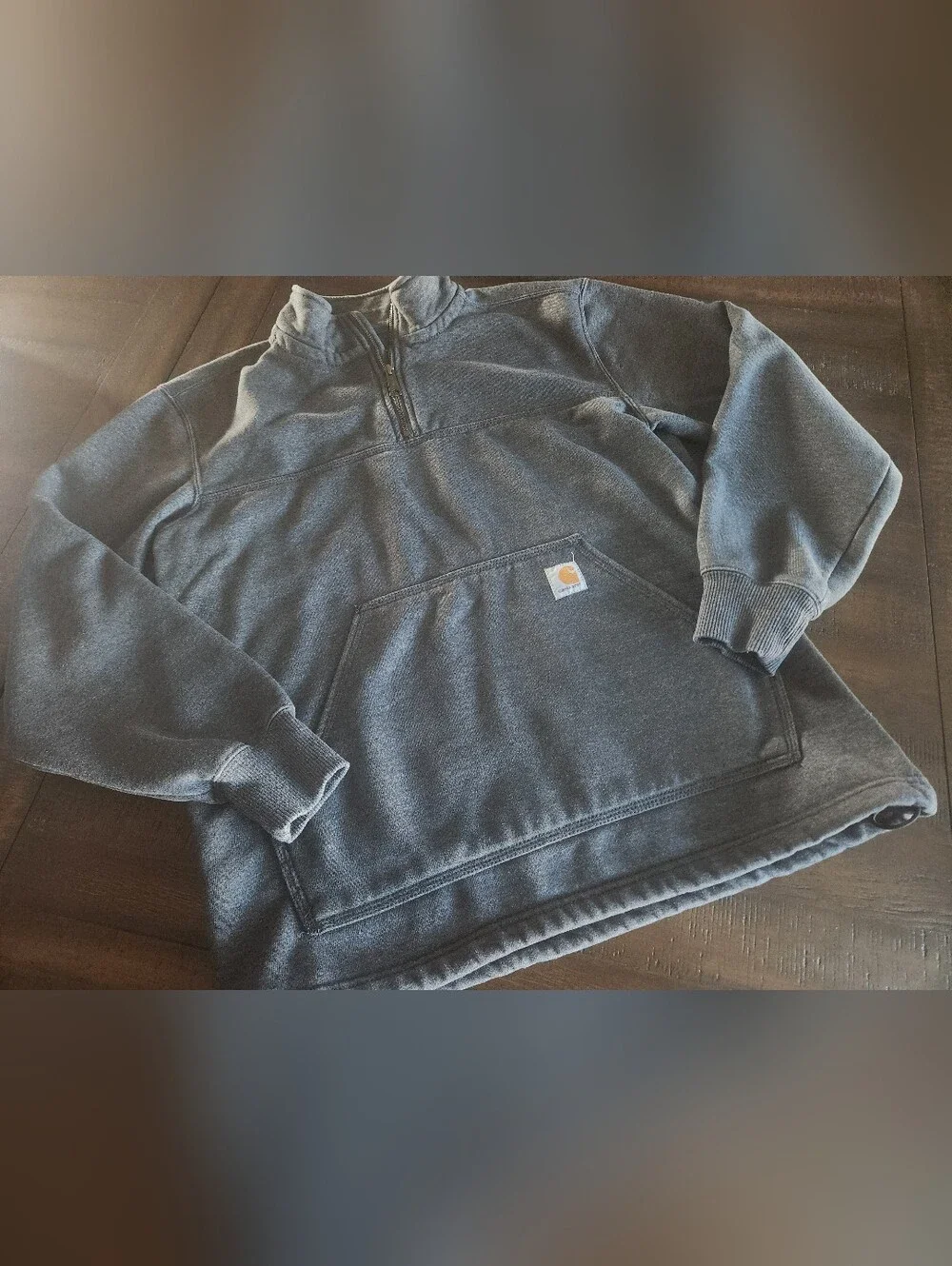 Carhartt Men’s Dark Gray Half-Zip Cotton Pullover Medium